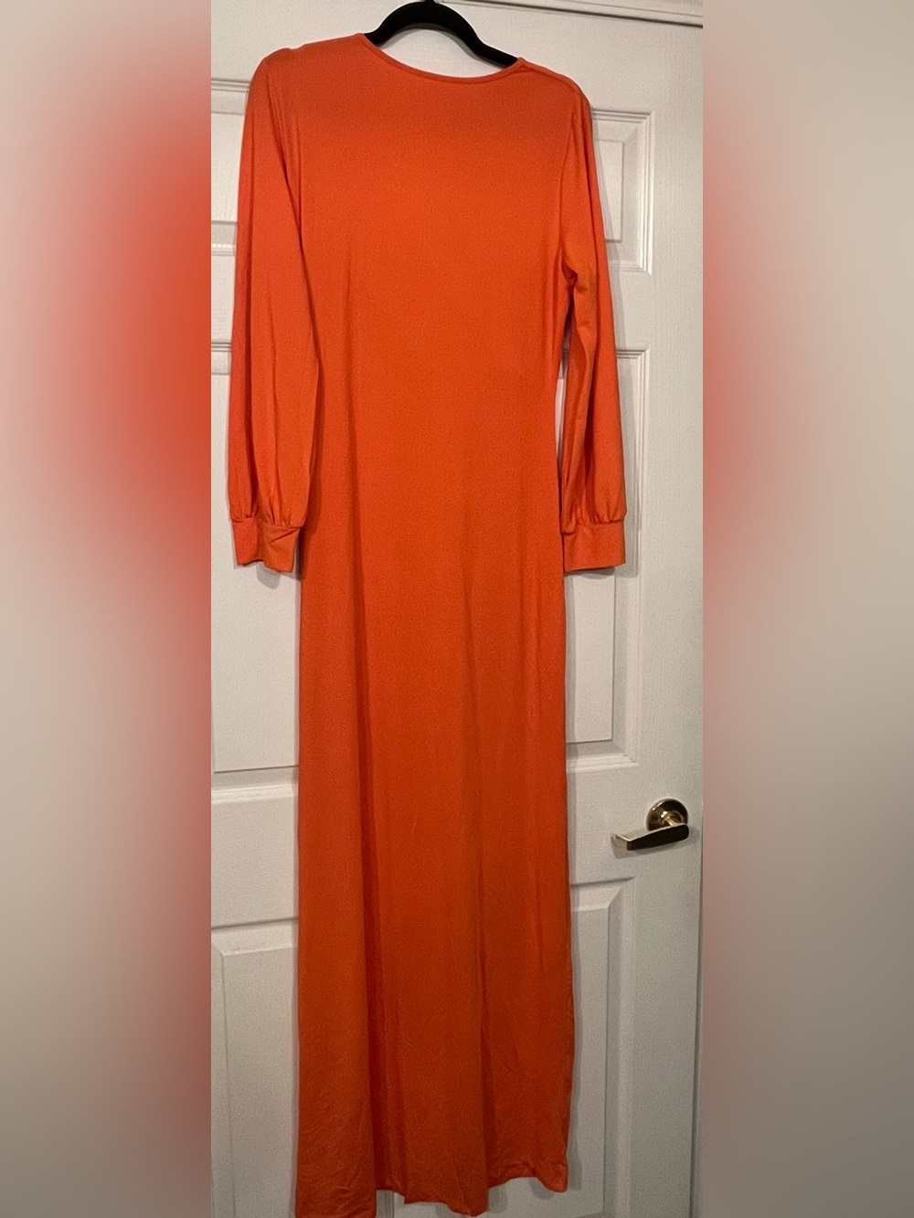 NWOT Long Sleeve Orange Ruched Maxi Dress - Picture 3 of 3